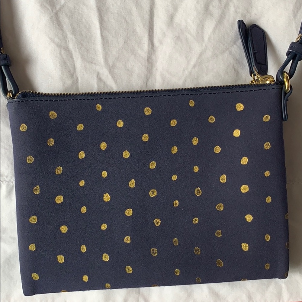 Navy Blue Purse with Gold Accents